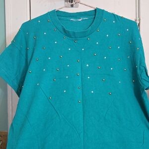 Teal Embellished Women's Top